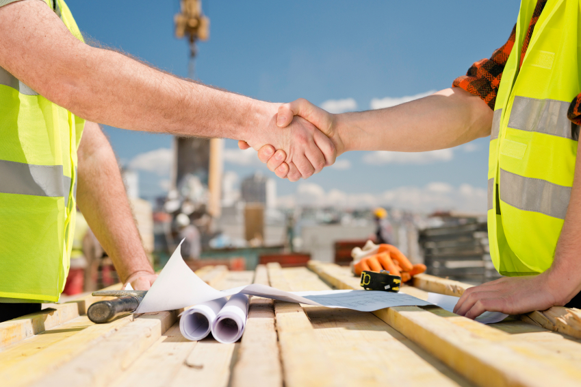 Construction worker handshake